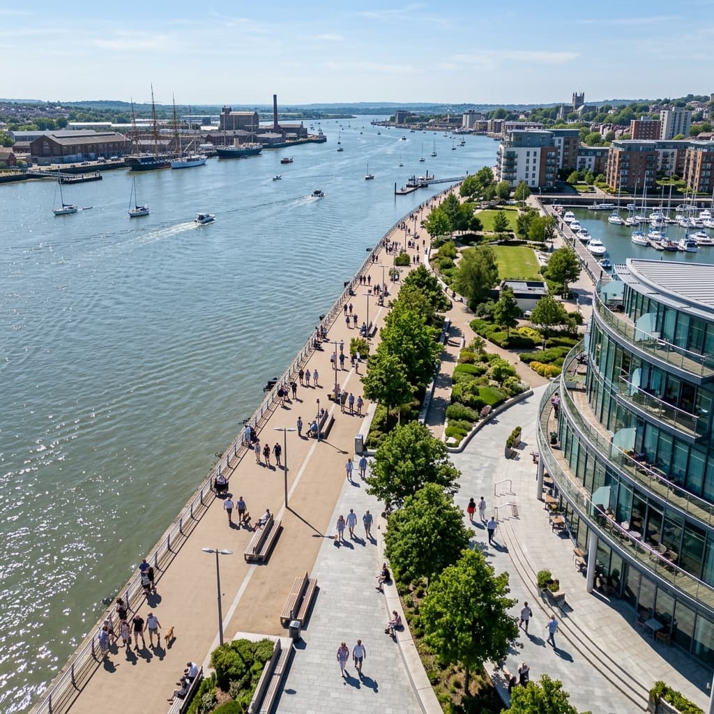 Waterfront promenade on St Mary's Island